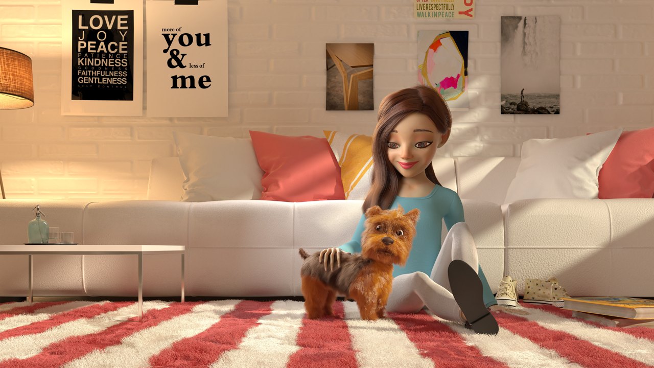 Personaje de Hills acompañado de su perro