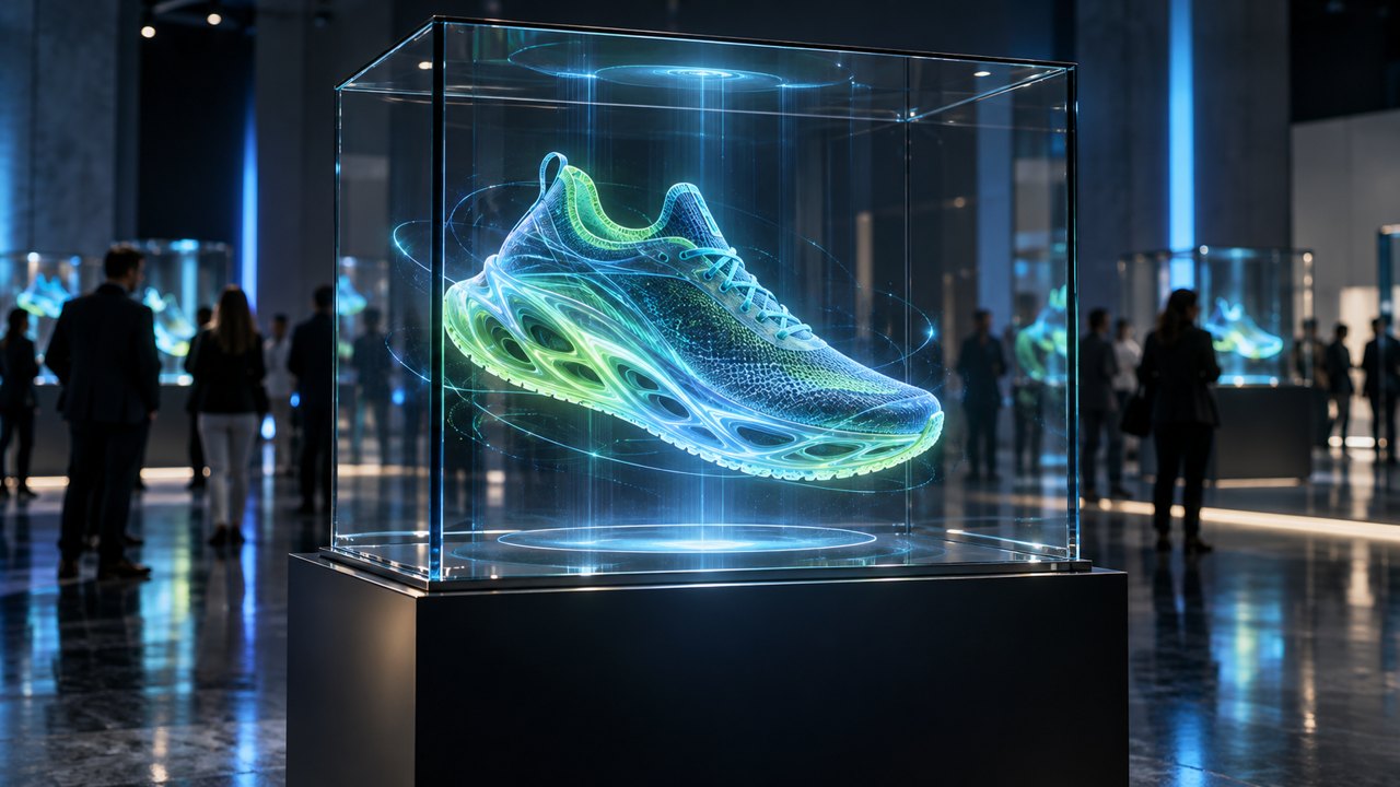 Visual ilustrativo de exhibición holográfica de un producto